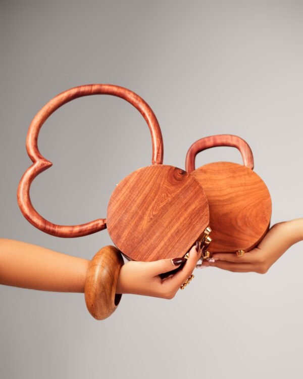 Iroko wooden clutch
